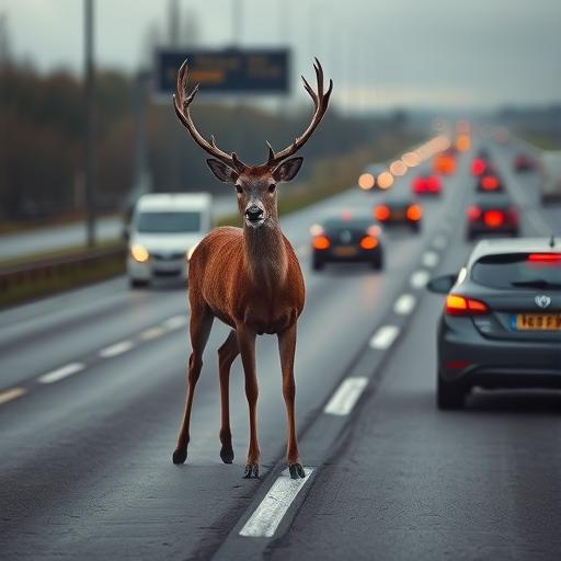 Jeleń na A2 powoduje znaczne utrudnienia w ruchu drogowym
