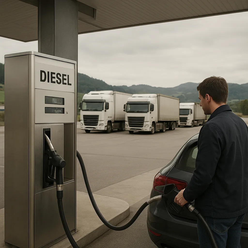 Diesel w Szwajcarii 2,41 CHF/l - przyczyny i skutki