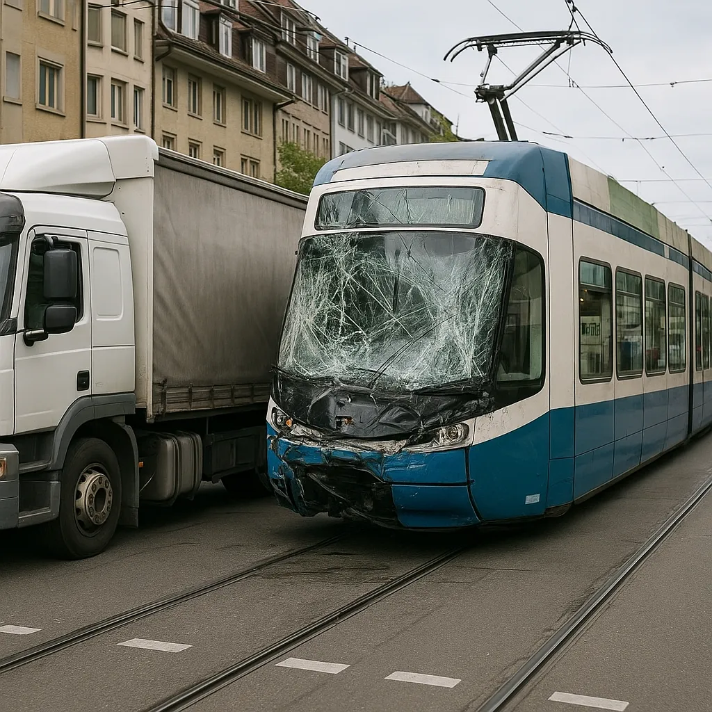 Ciężarówka z przyczepą zderzyła się z tramwajem w Zurychu